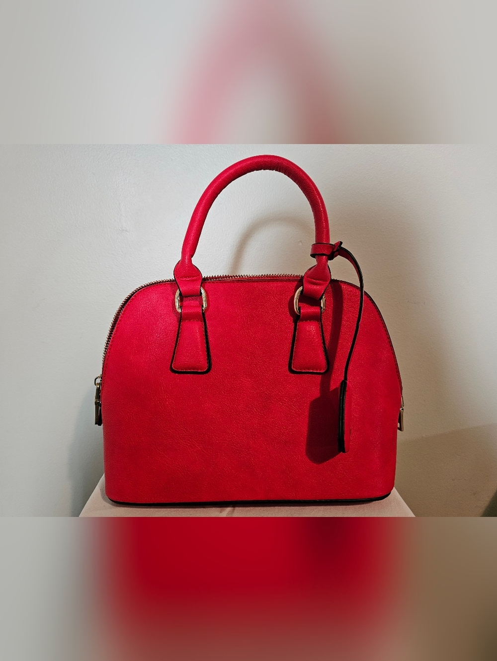 Red Dome Satchel Handbag - Women's Classic Tote